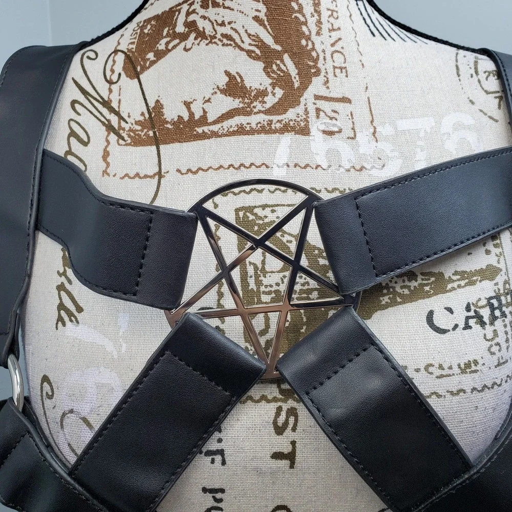 Killstar Age of Darkness Chest Harness Belt Unisex O/S Black Leather KSRA003387
